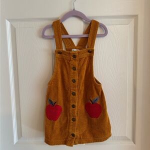 Mustard/Orange Corduroy Dress with Apple Patches